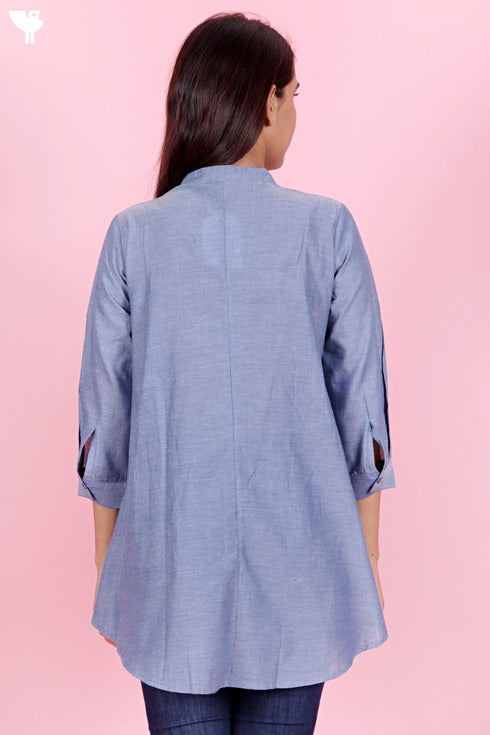 Chambray Cotton Button Down Top